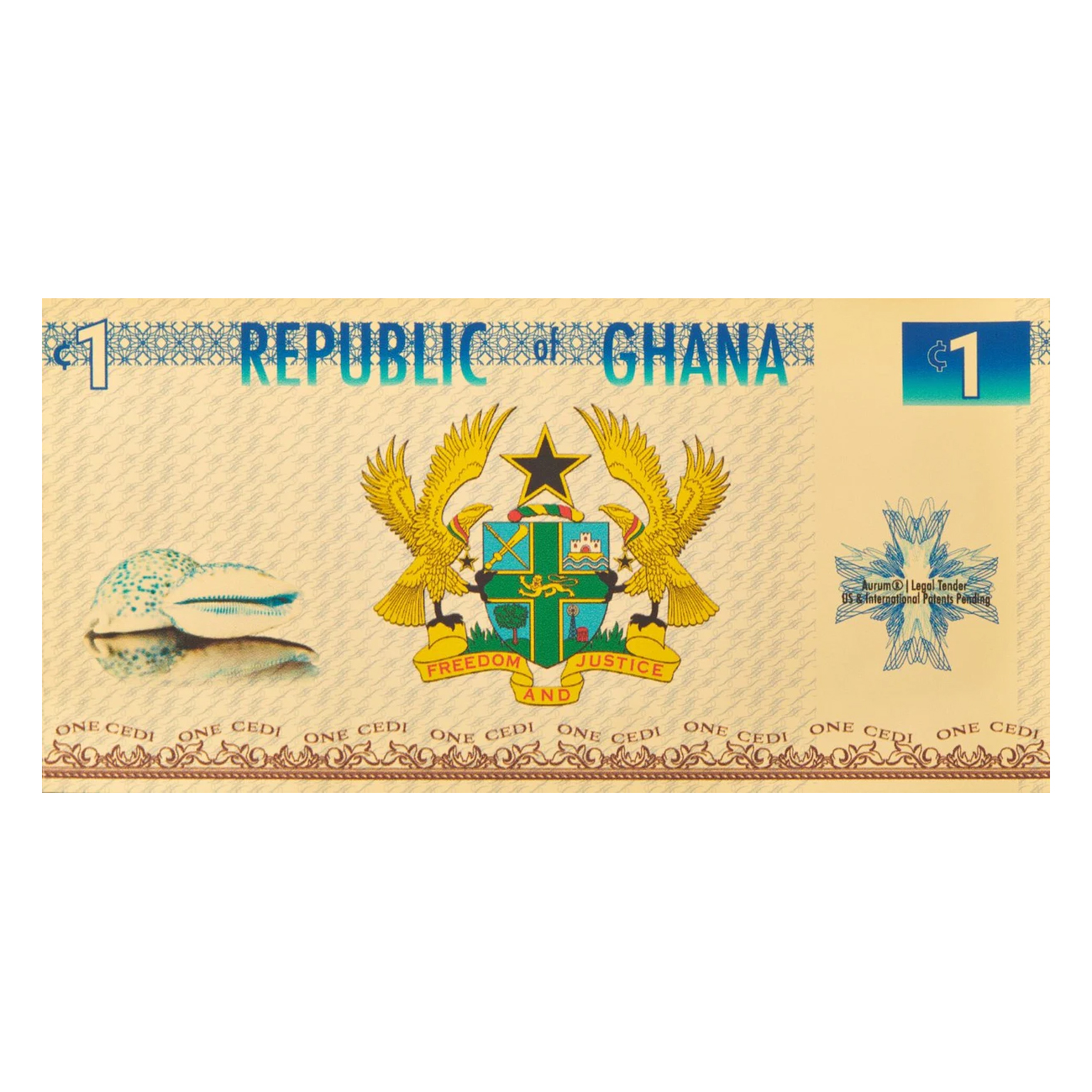 Billete de Oro 1 Cedi de República de Ghana Freedom 1/1000 oz reverse